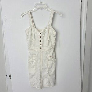 NWT Japna Dress Sweetheart Bustier top Overstitched Denim Off-white Women S